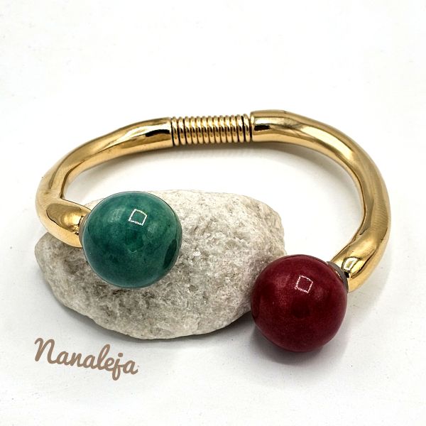 Pulsera dorada muelle bolas pequeñas intercambianbles
