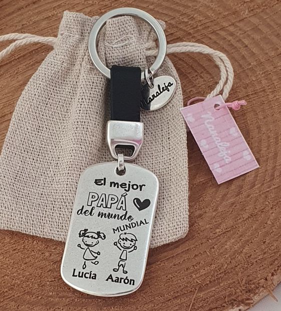 Llavero el mejor papá del mundo mundial personalizado con nombres de niños - Imagen 4