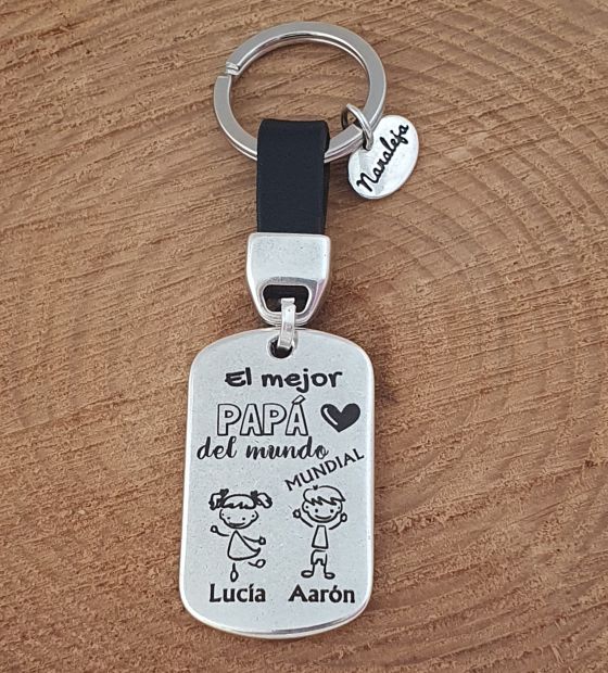 Llavero el mejor papá del mundo mundial personalizado con nombres de niños - Imagen 3