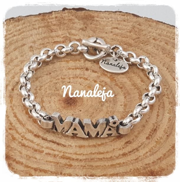 Pulsera Mamá cadena de eslabones redondos