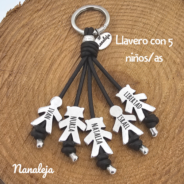 Llavero 5 niños con nombres grabados