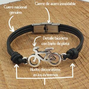 Pulsera bicicleta cuero nacional